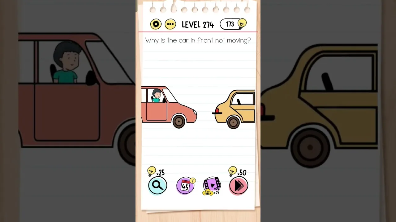 Brain Test Level 274 Why is the car in front not moving gameplay screenshot