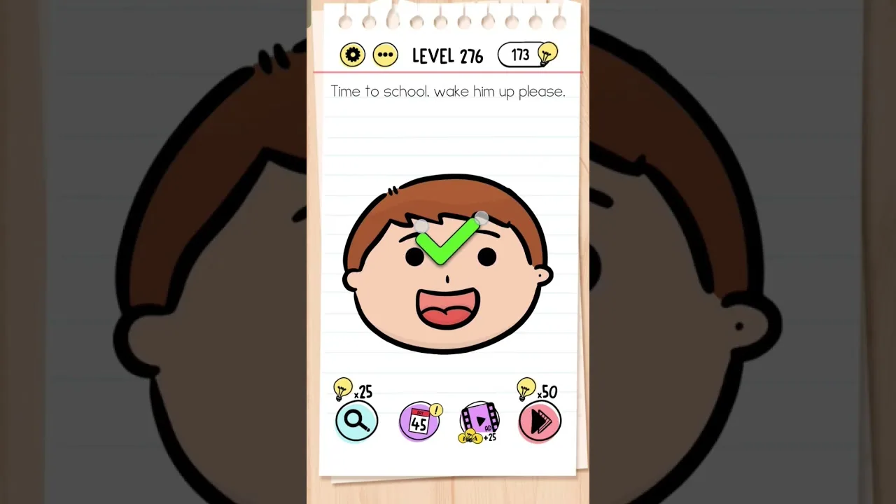 Brain Test Level 276 Time to school, wake him up please gameplay screenshot