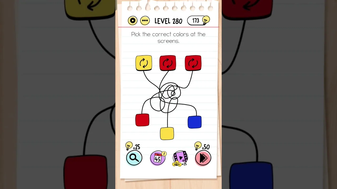Brain Test Level 280 Pick the correct colors at the screens gameplay screenshot