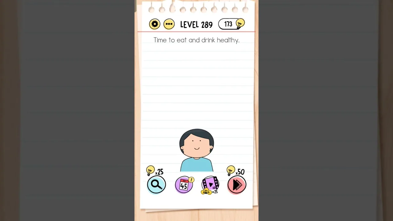 Brain Test Level 289 Time to eat and drink healthy gameplay screenshot