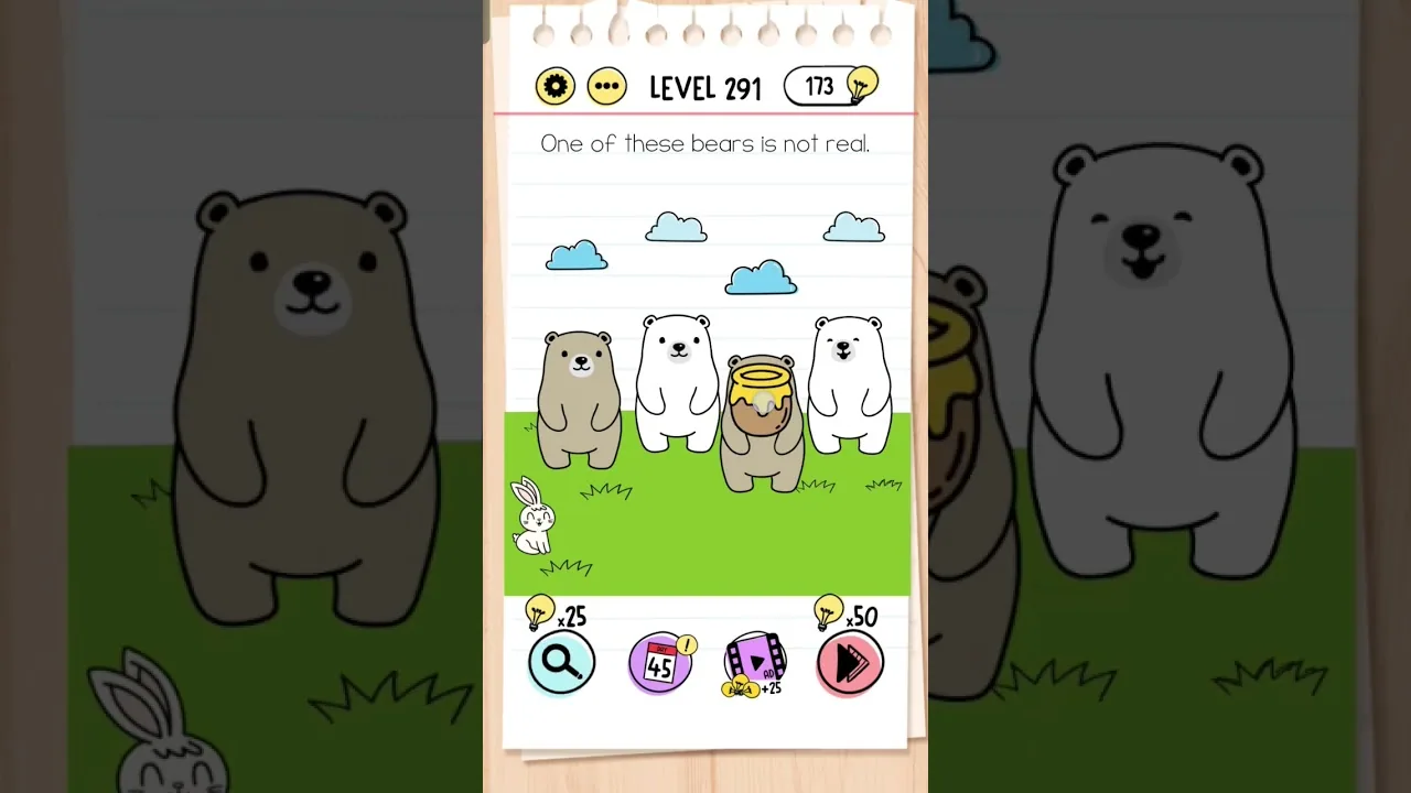 Brain Test Level 291 One of these bears is not real gameplay screenshot