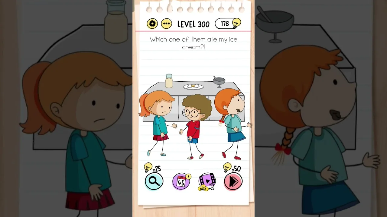 Brain Test Level 300 Which one of them ate my ice cream gameplay screenshot