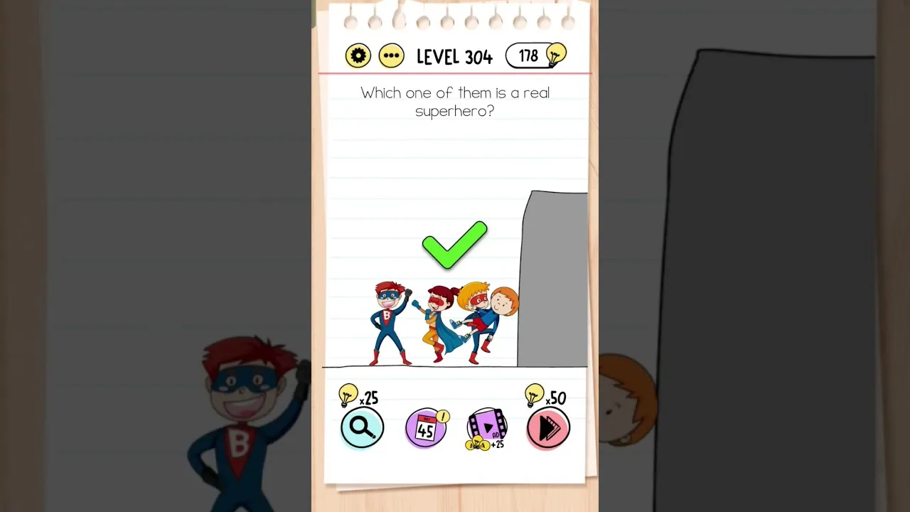 Brain Test Level 304 Which one of them is a real superhero gameplay screenshot