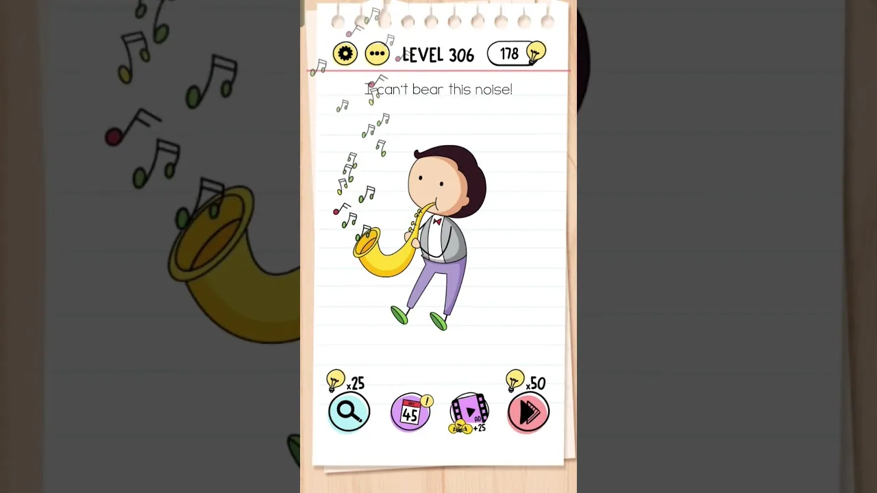 Brain Test Level 306 I can’t bear this noise gameplay screenshot