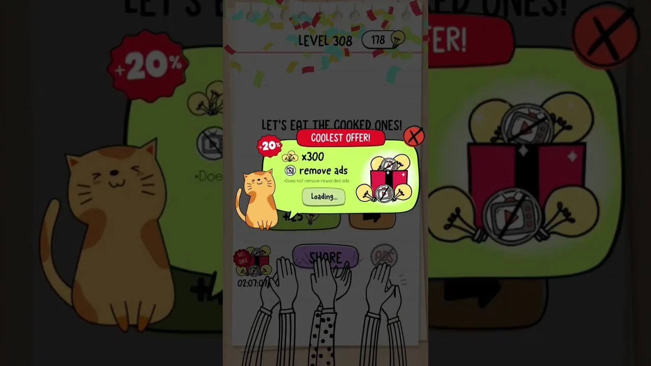 Brain Test Level 308 Which egg is raw gameplay screenshot
