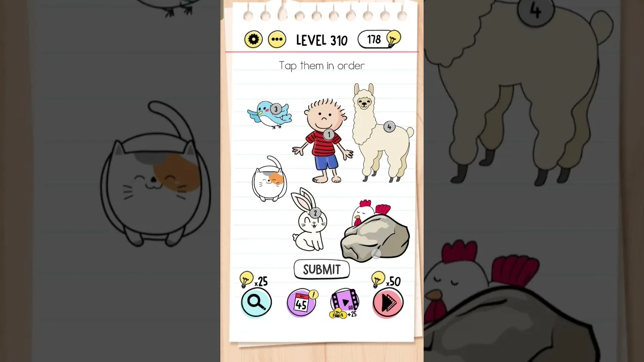 Brain Test Level 310 Tap them in order gameplay screenshot