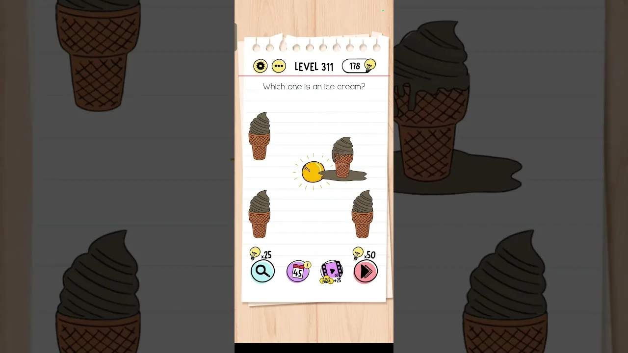 Brain Test Level 311 Which one is an ice cream gameplay screenshot