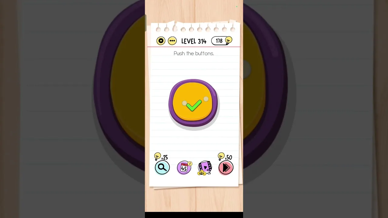 Brain Test Level 314 Push the buttons gameplay screenshot