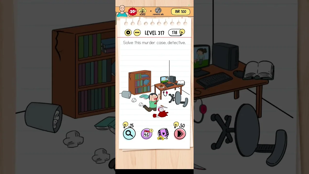 Brain Test Level 317 Solve this murder gameplay screenshot