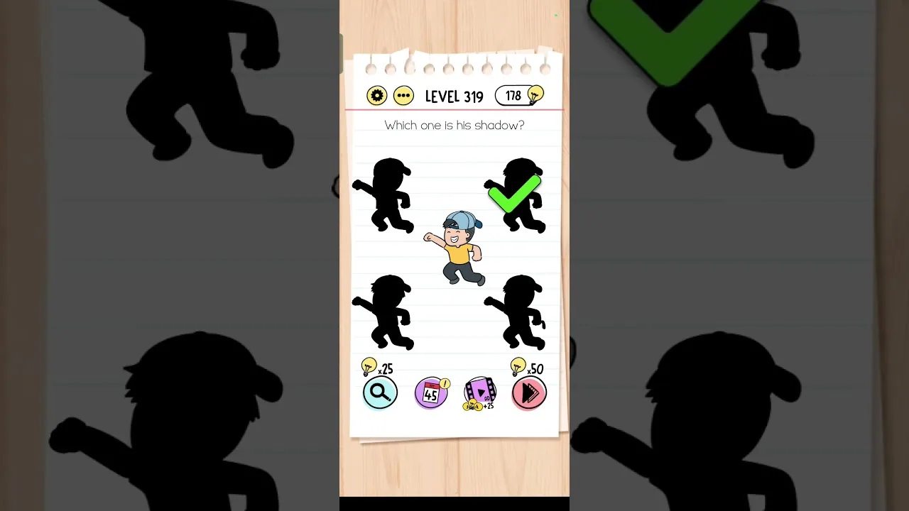 Brain Test Level 319 Which one is his shadow gameplay screenshot