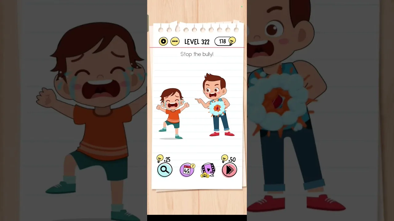Brain Test Level 322 Stop the Bully gameplay screenshot