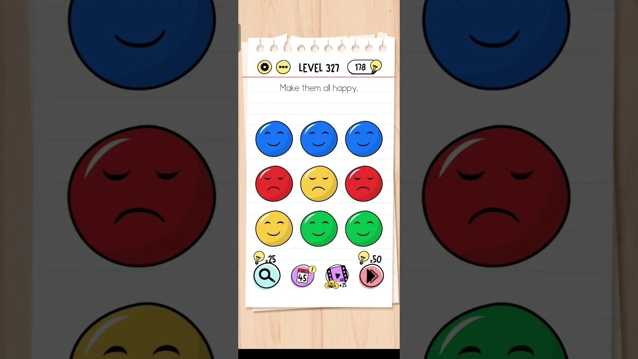 Brain Test Level 327 Make them all happy gameplay screenshot