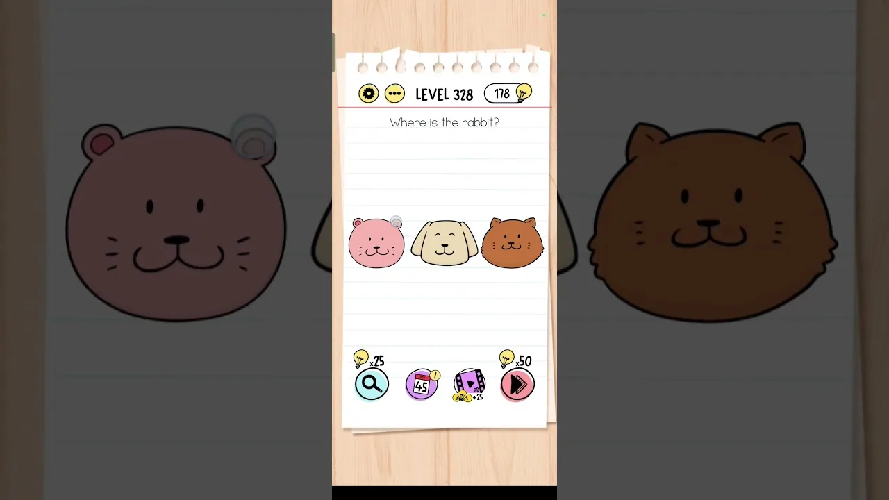 Brain Test Level 328 Where is the rabbit gameplay screenshot