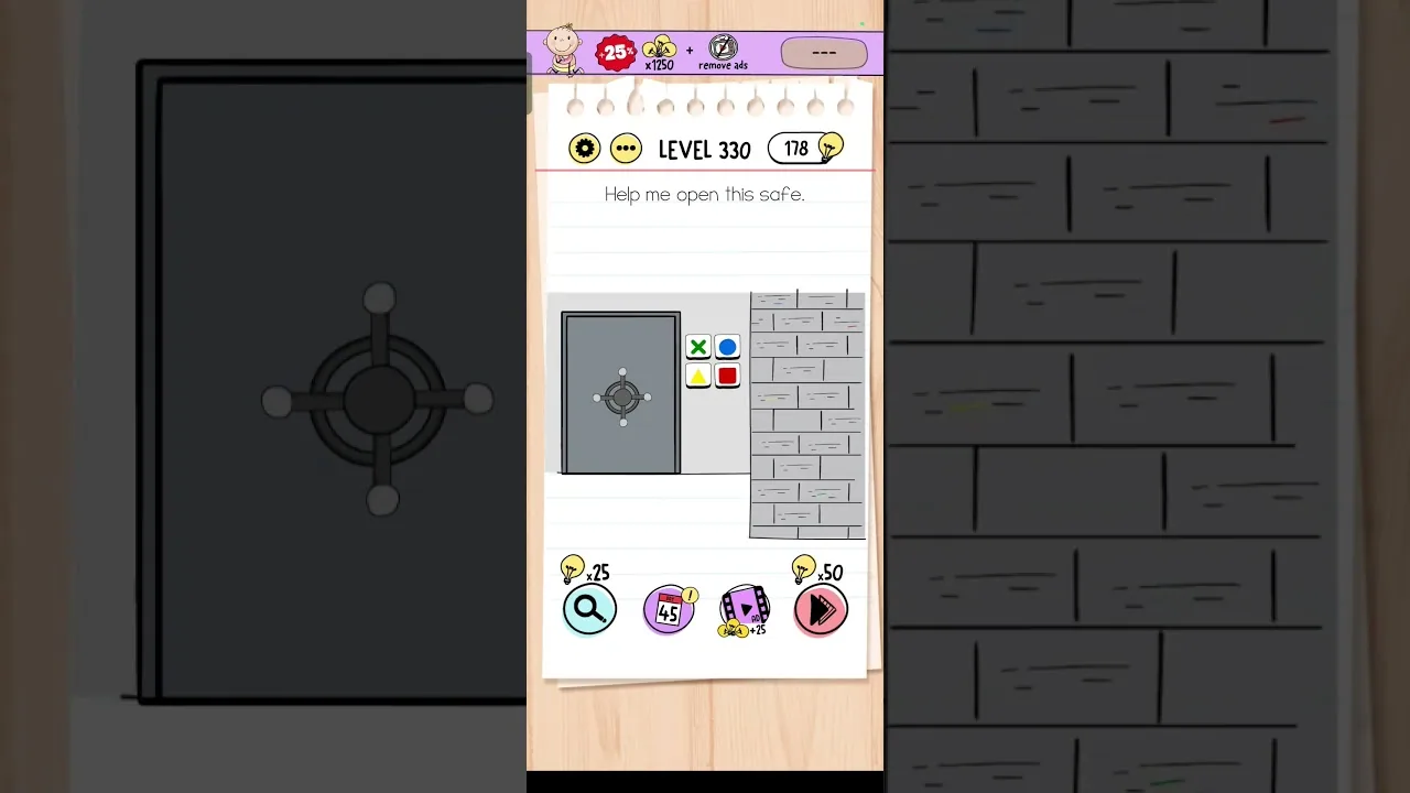 Brain Test Level 330 Help me open this safe gameplay screenshot