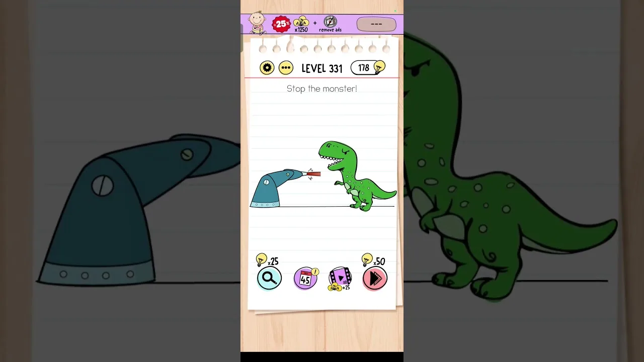 Brain Test Level 331 Stop the monster gameplay screenshot