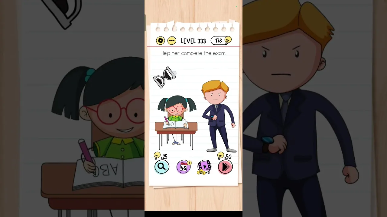 Brain Test Level 333 Help her complete the exam gameplay screenshot