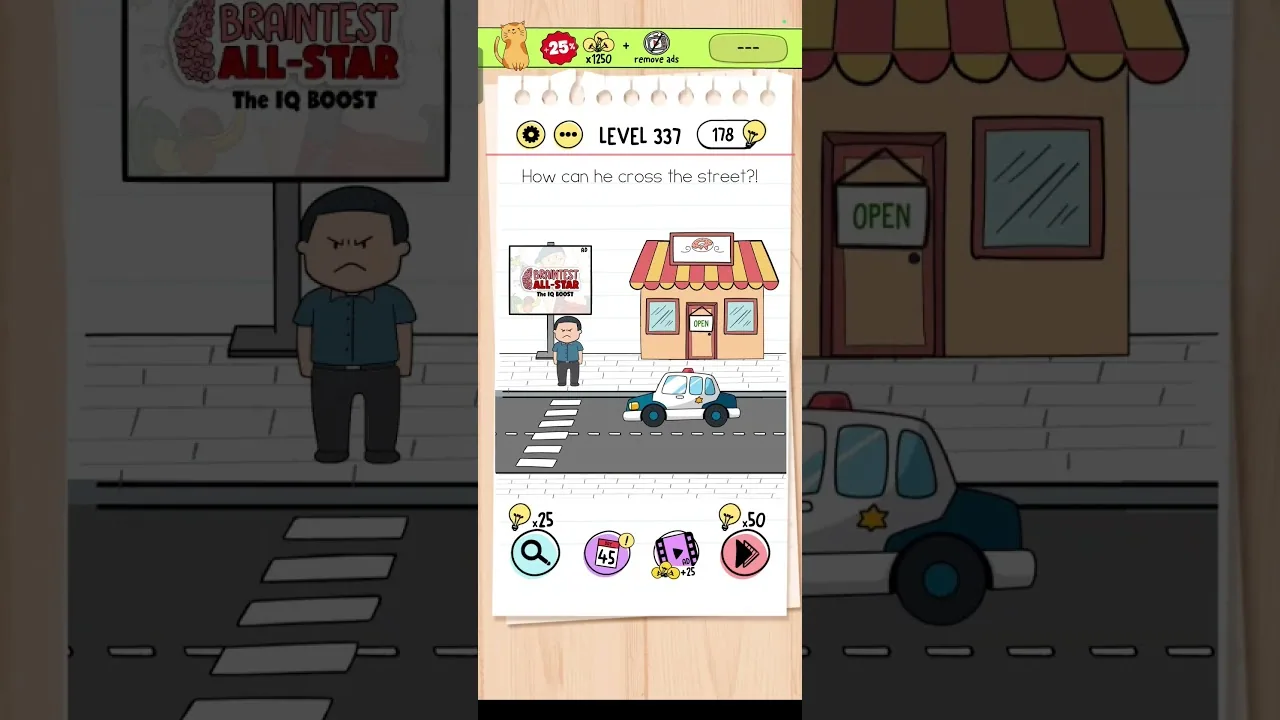 Brain Test Level 337 How can he cross the street Answer gameplay screenshot