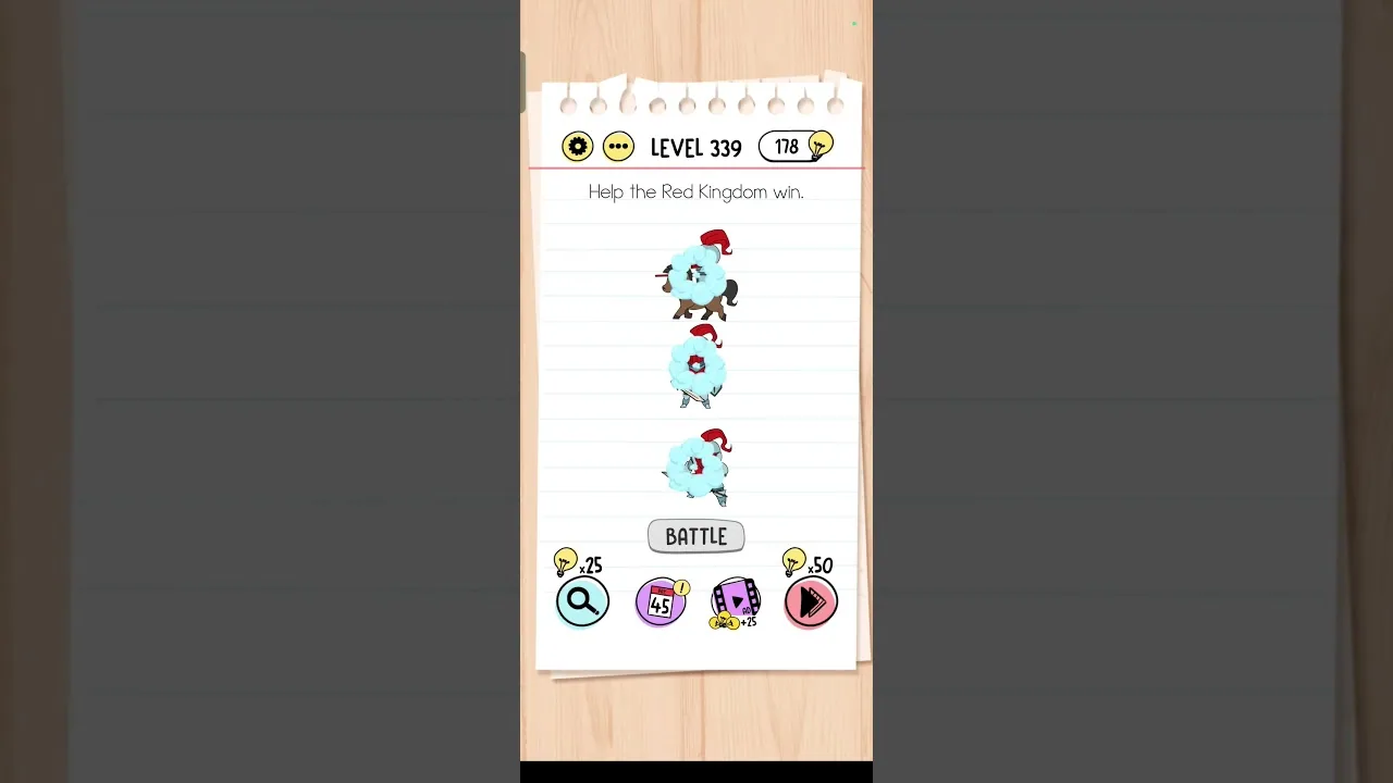 Brain Test Level 339 Help the Red Kingdom win Answer gameplay screenshot