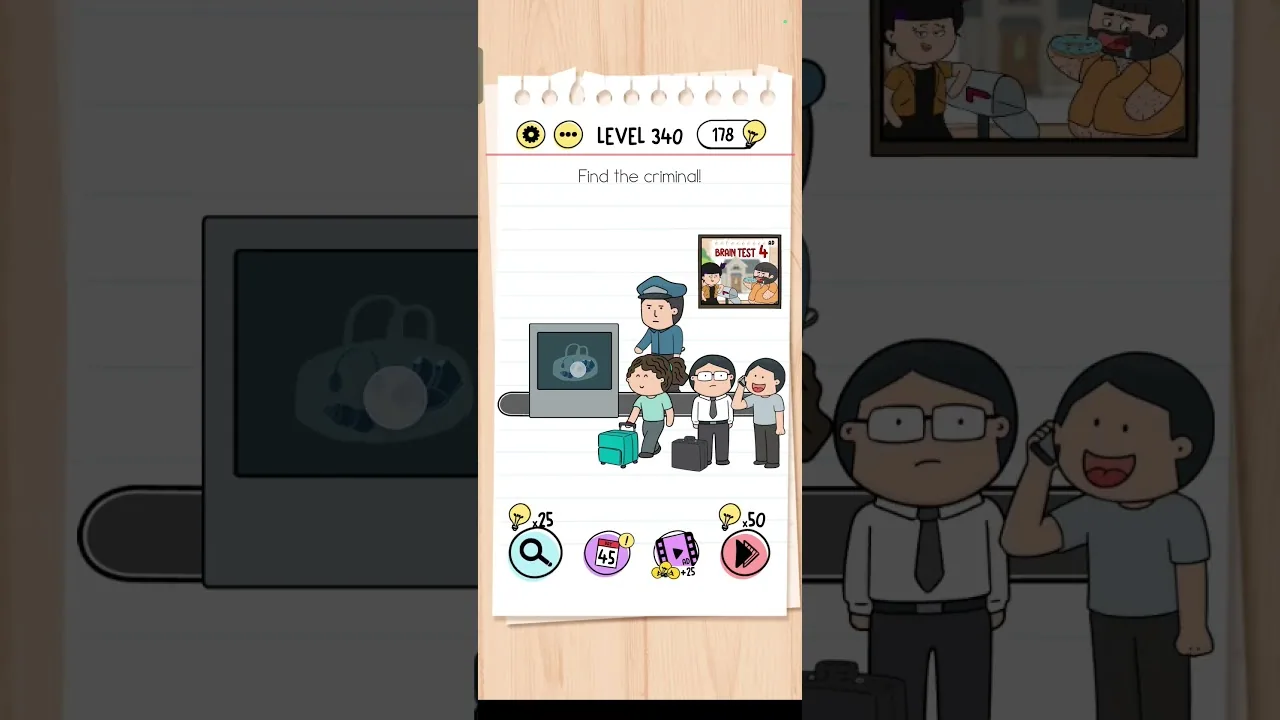 Brain Test Level 340 Find the criminal Answer gameplay screenshot