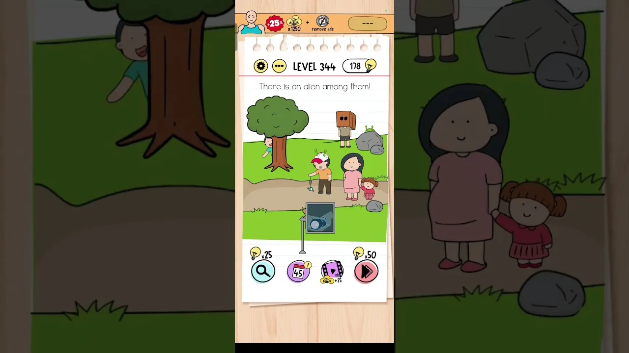 Brain Test Level 344 There is an alien among them Answer gameplay screenshot