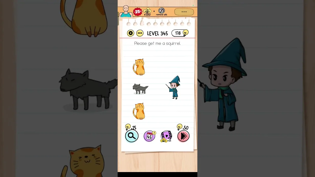 Brain Test Level 345 Please get me a squirrel Answer gameplay screenshot