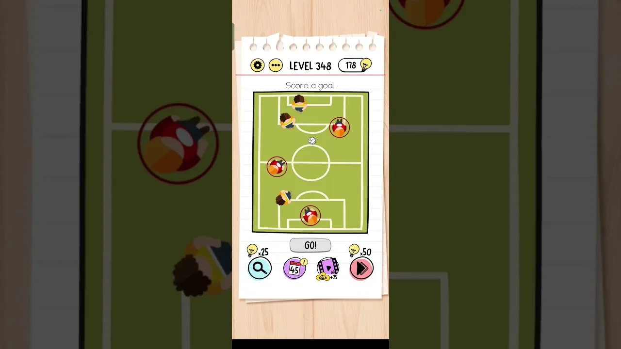 Brain Test Level 348 Score a goal Answer gameplay screenshot