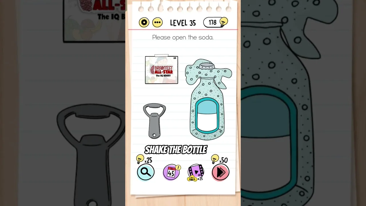 Brain Test Level 35 Please open the soda gameplay screenshot