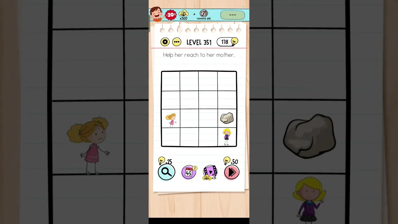 Brain Test Level 351 Help her reach to her mother Answer gameplay screenshot