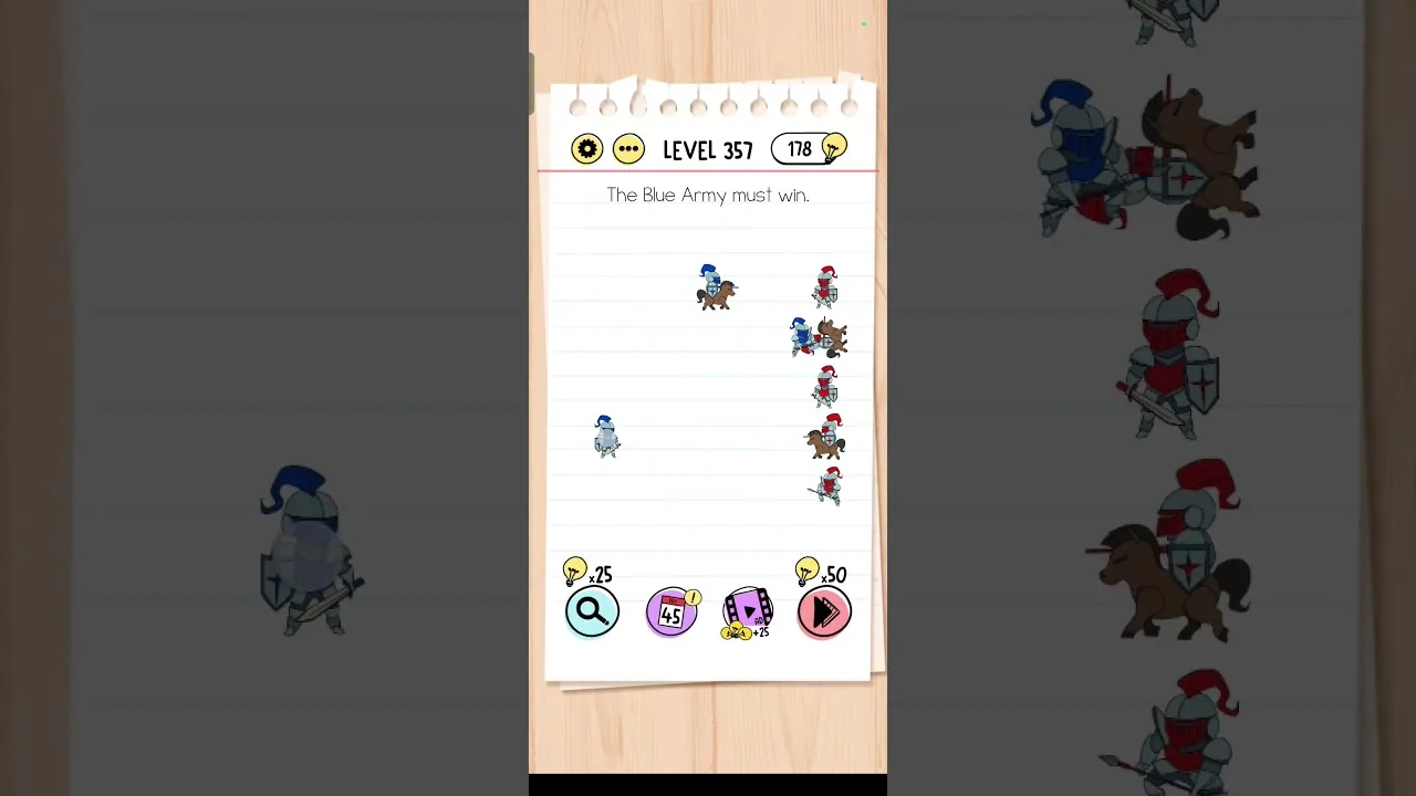 Brain Test Level 357 The blue army must win Answer gameplay screenshot