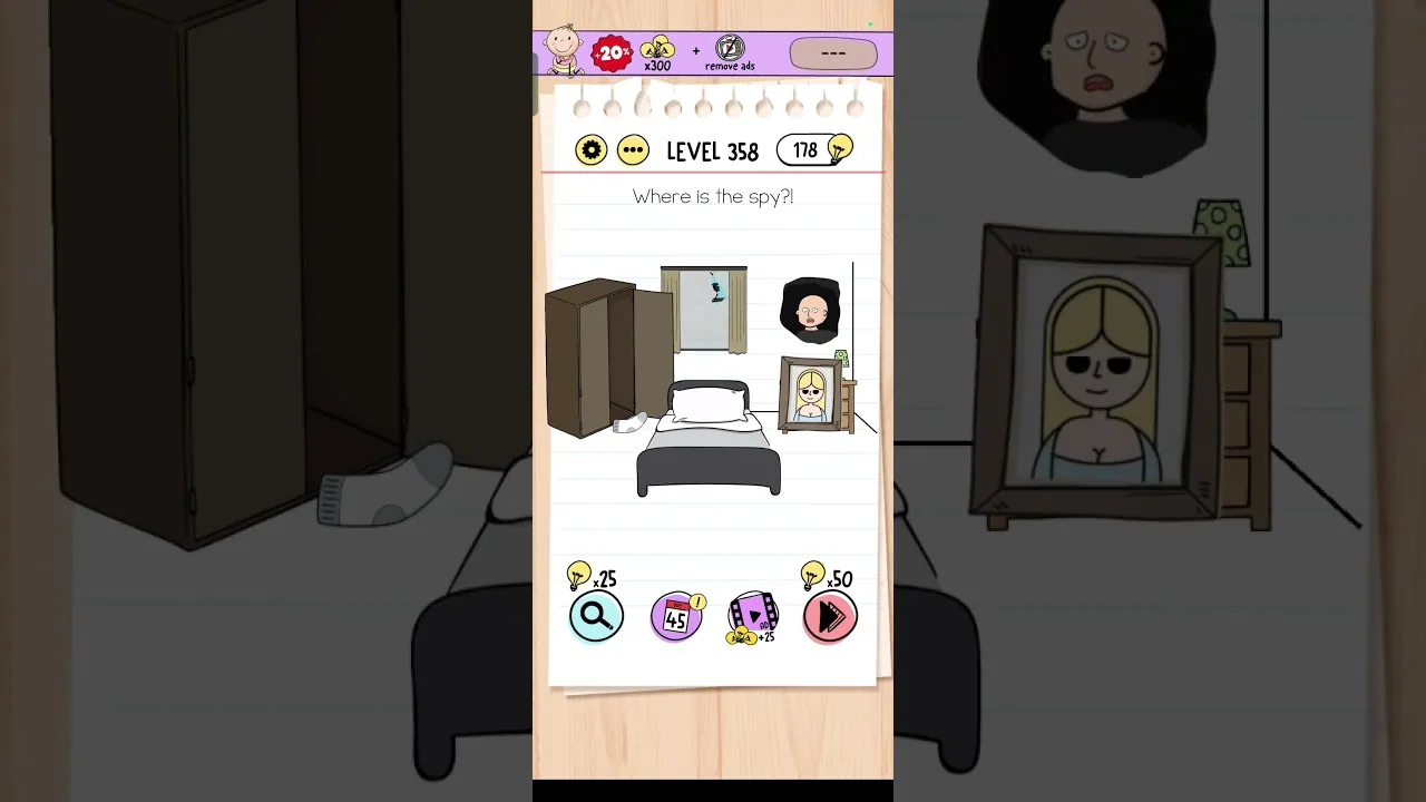 Brain Test Level 358 Where is the spy Answer gameplay screenshot
