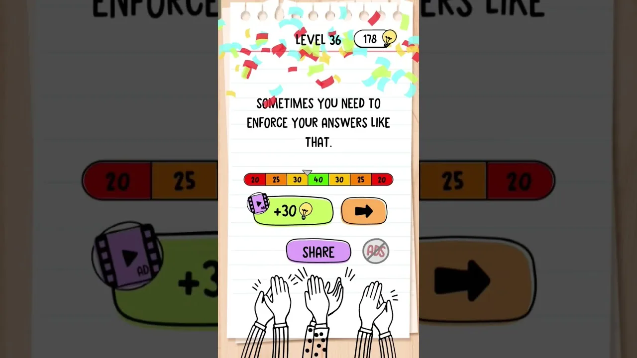 Brain Test Level 36 Where is the cat above this text gameplay screenshot