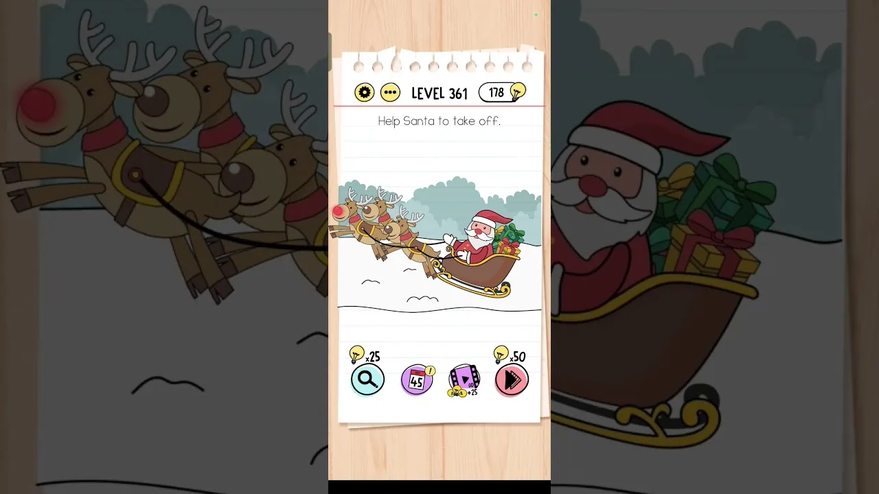 Brain Test Level 361 Help Santa to take off Answer gameplay screenshot