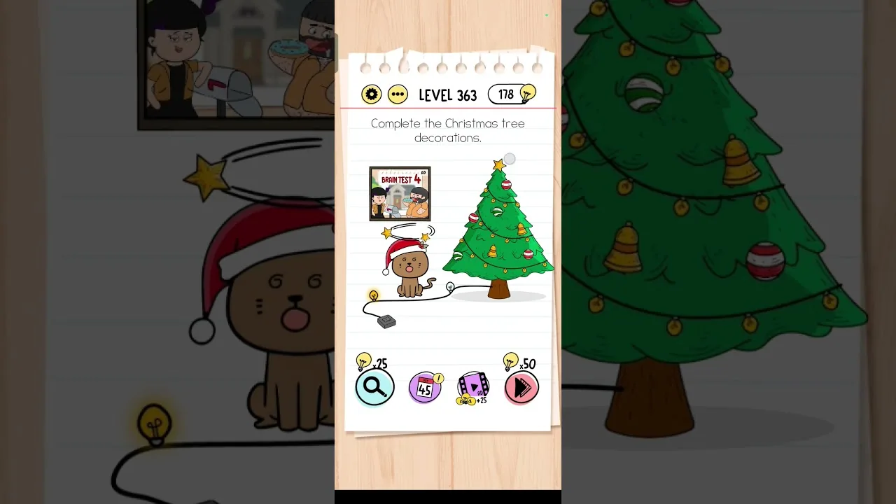 Brain Test Level 363 Complete the Christmas tree Answer gameplay screenshot