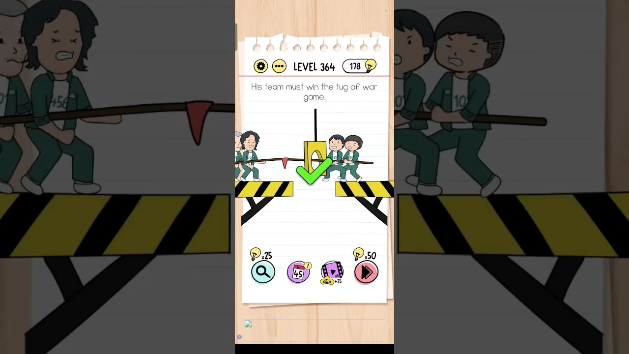 Brain Test Level 364 His team must win Answer gameplay screenshot