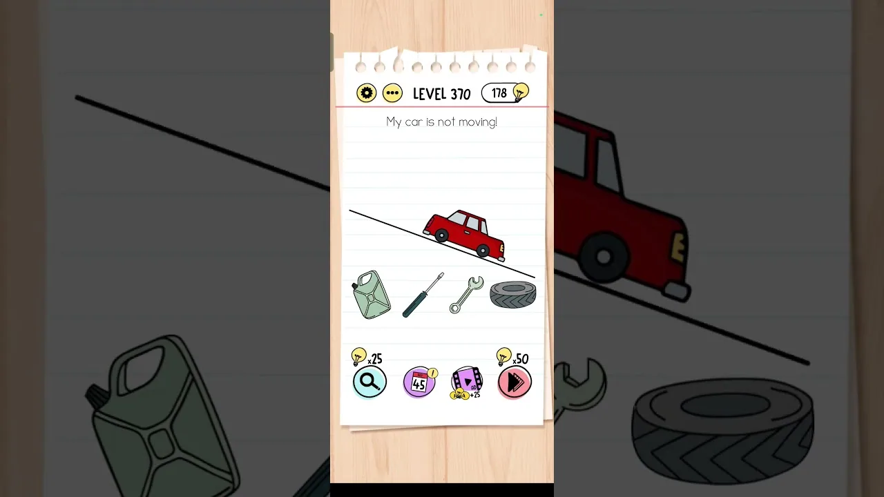 Brain Test Level 370 My car is not moving Answer gameplay screenshot