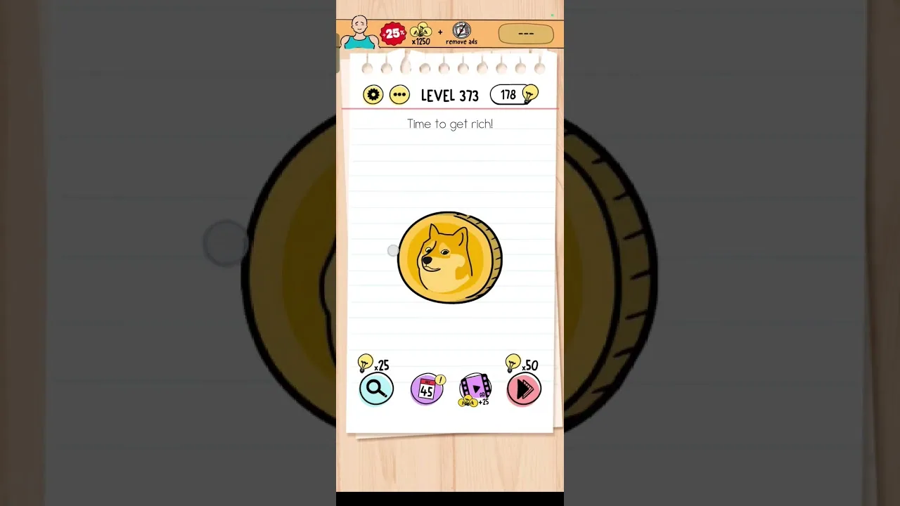 Brain Test Level 373 Time to get rich Answer gameplay screenshot