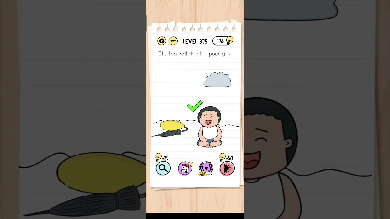 Brain Test Level 375 It’s too hot Answer gameplay screenshot