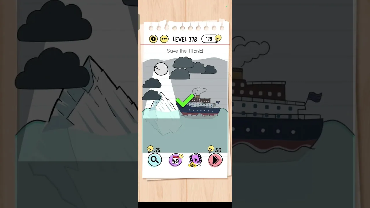 Brain Test Level 378 Save the titanic Answer gameplay screenshot
