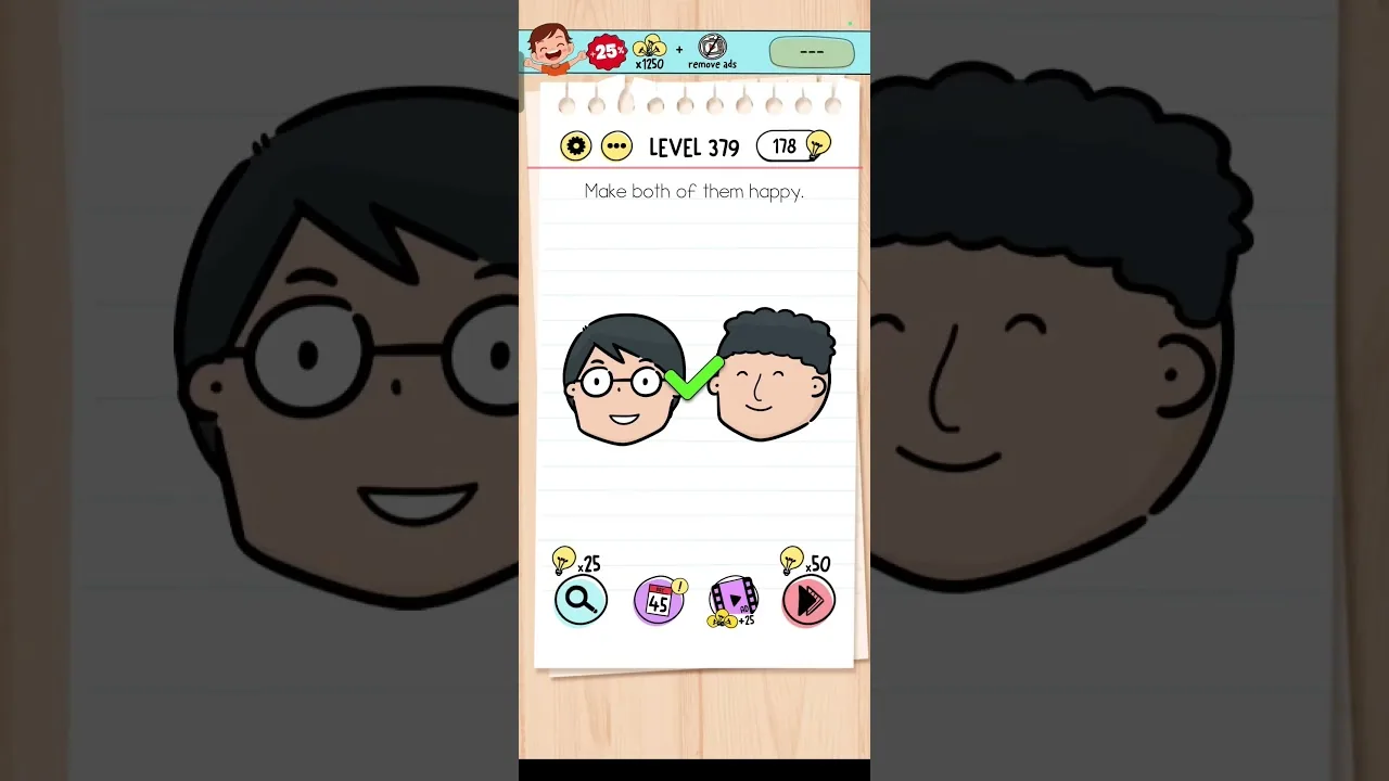 Brain Test Level 379 Make both of them happy Answer gameplay screenshot