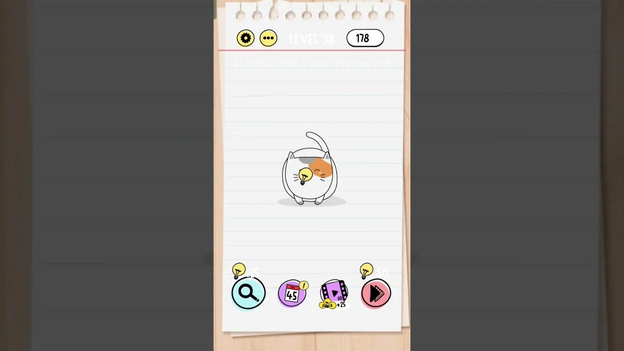 Brain Test Level 38 It is too dark! I can’t find my cat gameplay screenshot