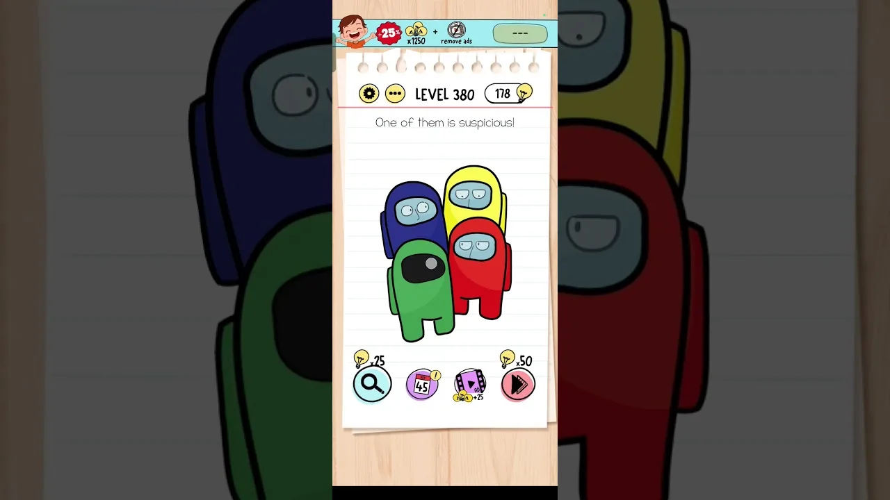 Brain Test Level 380 One of them is suspicious Answer gameplay screenshot