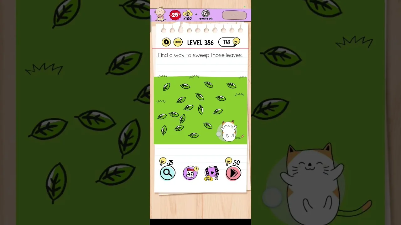 Brain Test Level 386 Find a way to sweep Answer gameplay screenshot