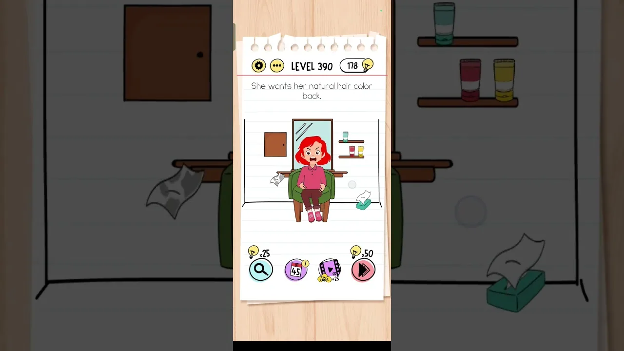 Brain Test Level 390 She wants her natural Answer gameplay screenshot