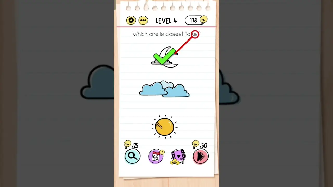 Brain Test Level 4 Which one is closest to us? gameplay screenshot