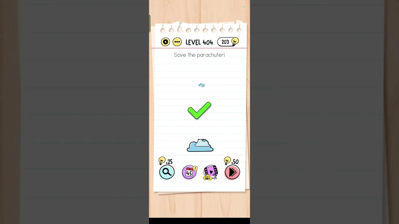 Brain Test Level 404 Save the parachuter Answer gameplay screenshot
