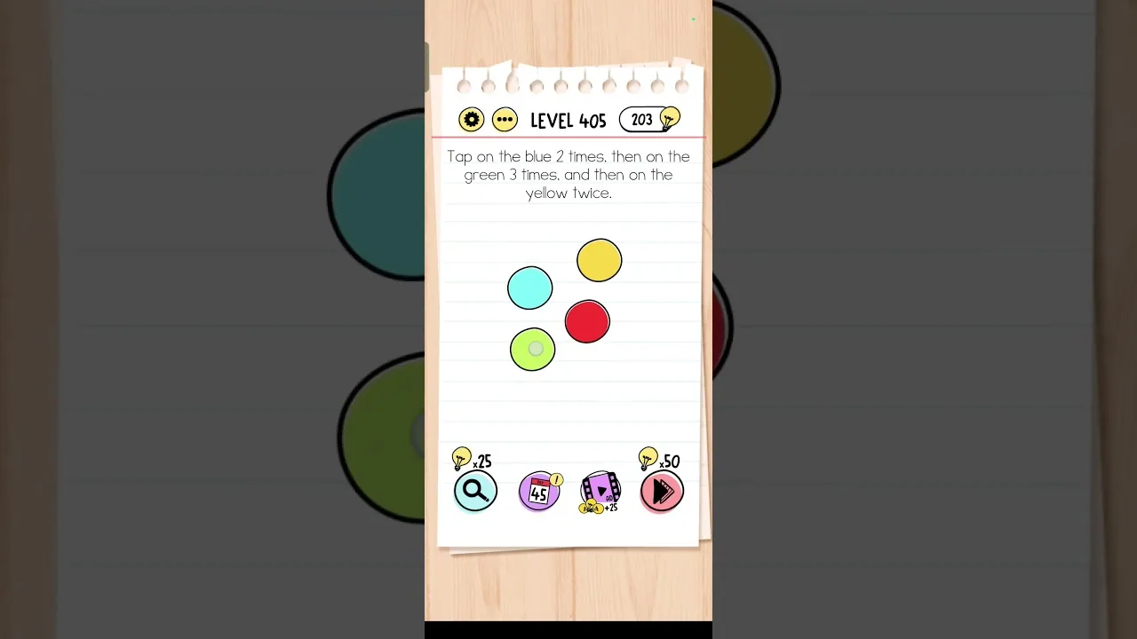 Brain Test Level 405 Tap on the blue 2 times Answer gameplay screenshot