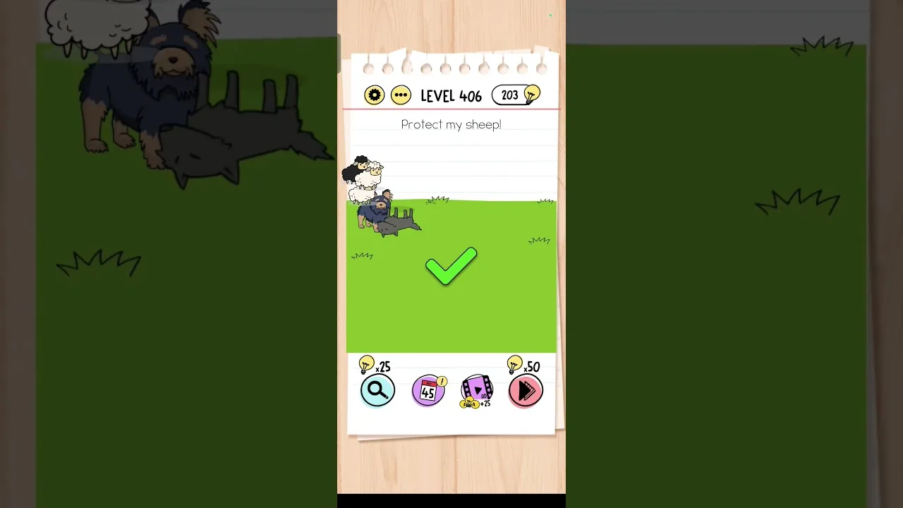 Brain Test Level 406 Protect my sheep Answer gameplay screenshot