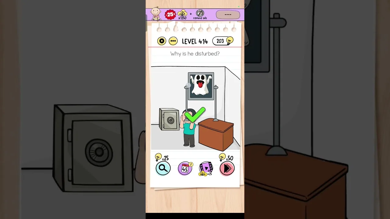Brain Test Level 414 Why is he disturbed? gameplay screenshot