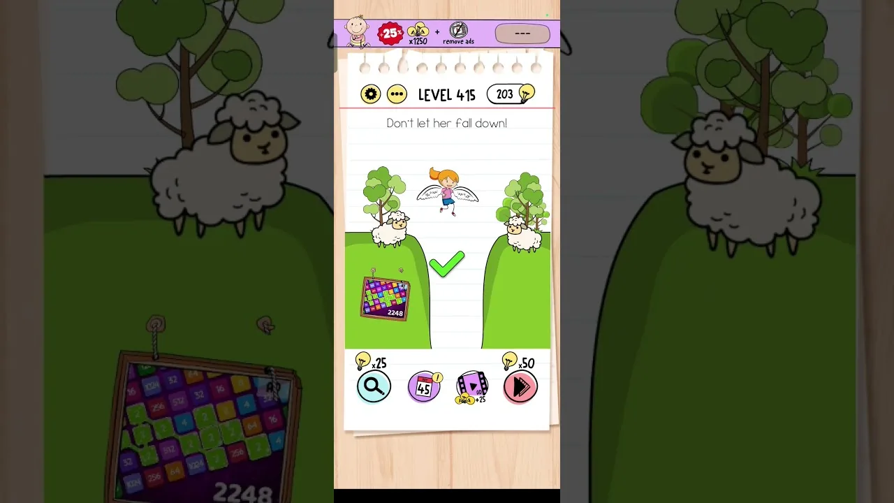 Brain Test Level 415 Don’t let her fall down Answer gameplay screenshot