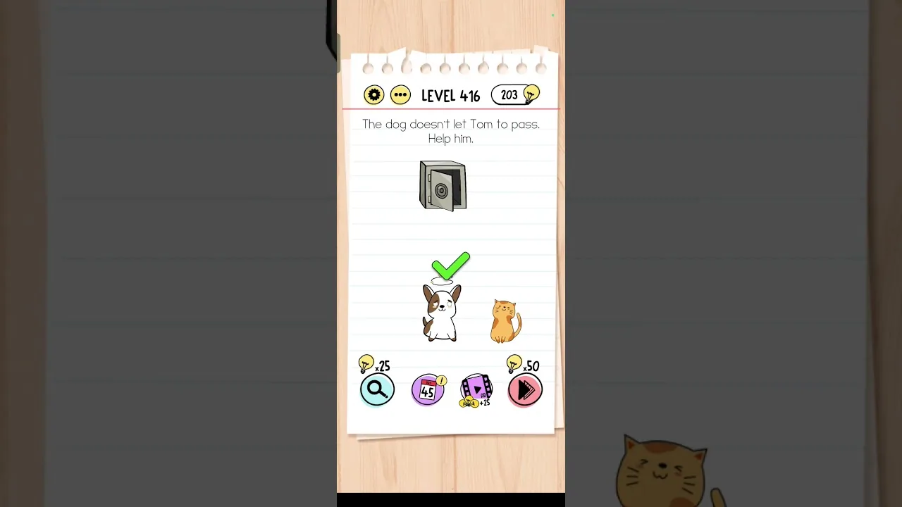 Brain Test Level 416 The dog doesn’t let Tom to pass Answer gameplay screenshot